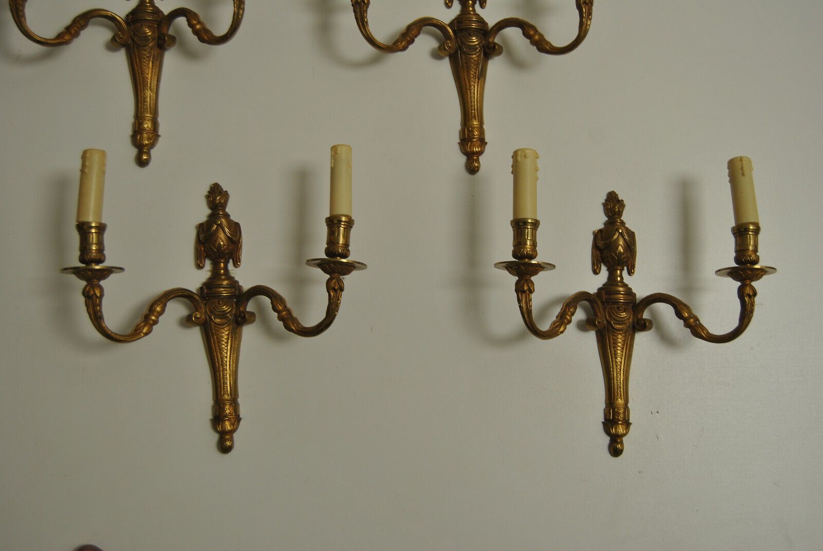 Appliques Murales Style Louis XVI – Bronze Doré Avec Ruban Et Pompon – Occasion, Parfait état
