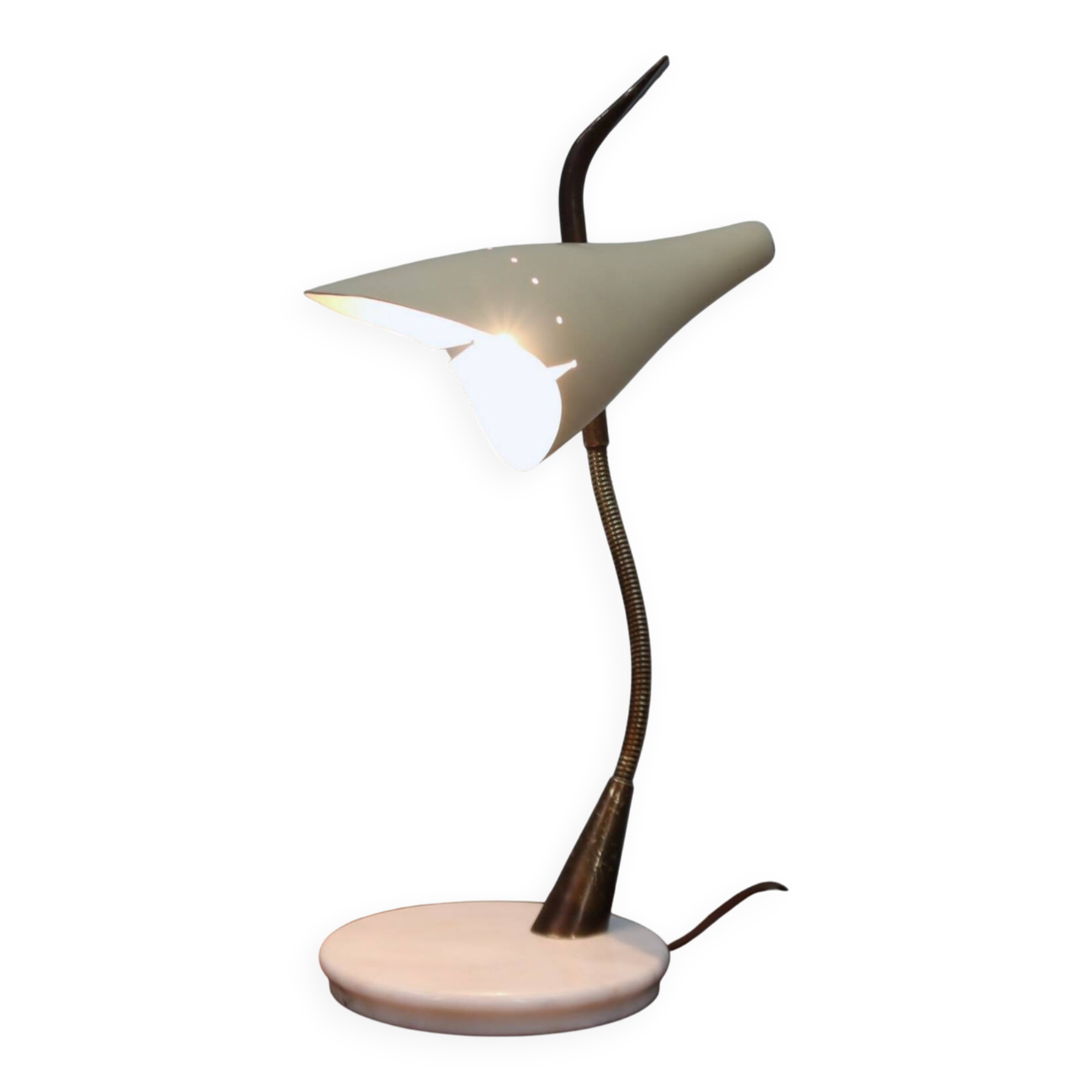 Oscar Torlasco for Lumen rare 1950s Italian table lamp in brass and marble
