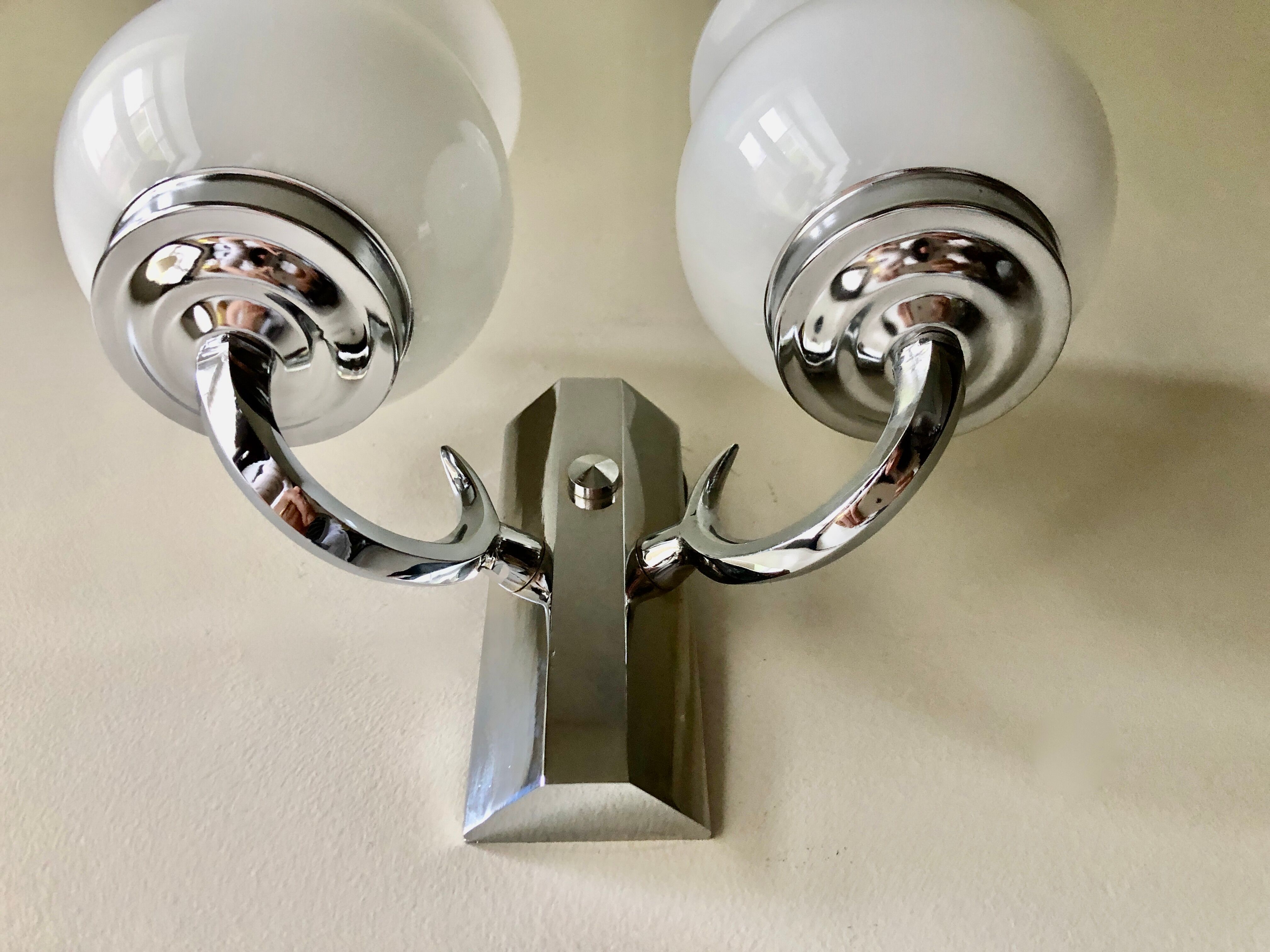 Double wall lamp in chromed metal 1970