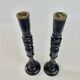 Pair of antique ebonised wooden candlesticks from the 19th century.