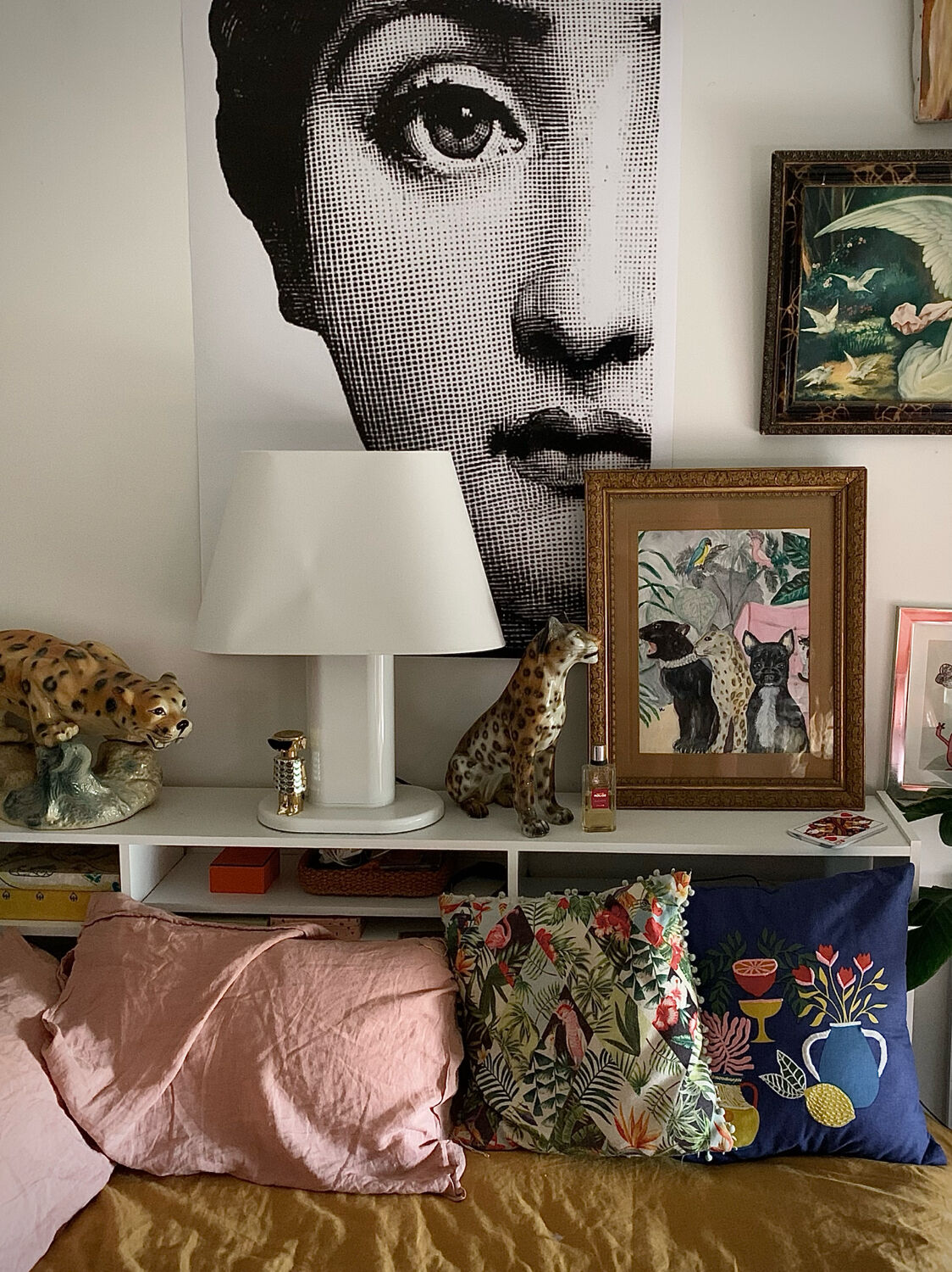 Painting jungle leopard acrylic old frame