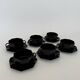 Vintage Set of 6 Arcoroc Black Glass Soup Cups and Saucers Set