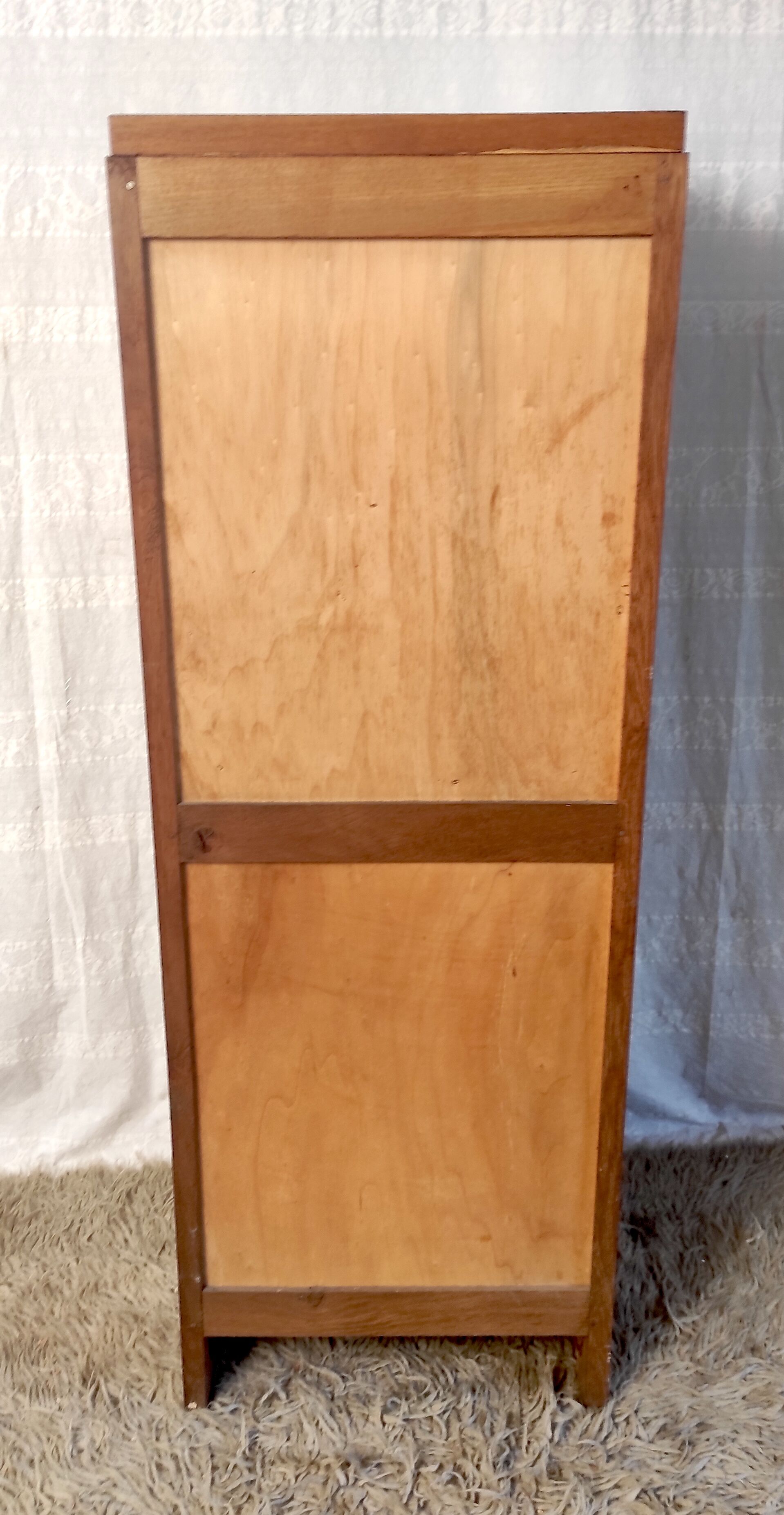 Meuble classeur à porte rideaux en chêne