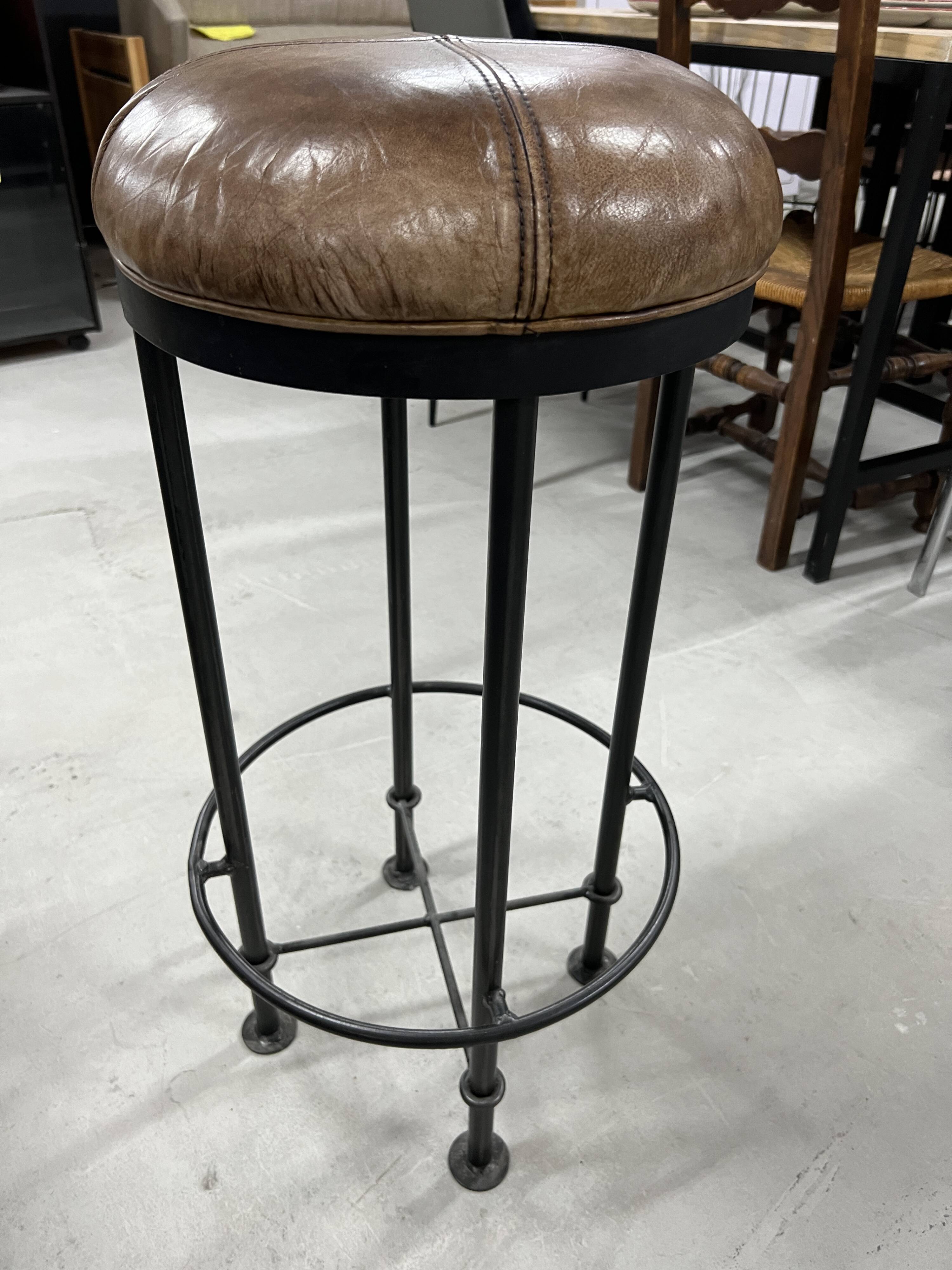 Industrial bar stool and beige leather
