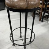 Industrial bar stool and beige leather