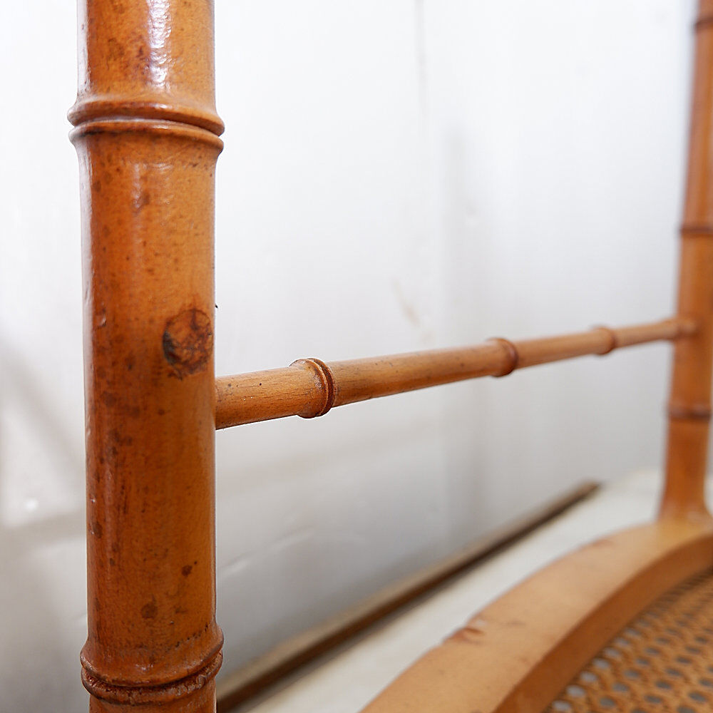 Vintage organic style chair in faux bamboo and caning - 1960s