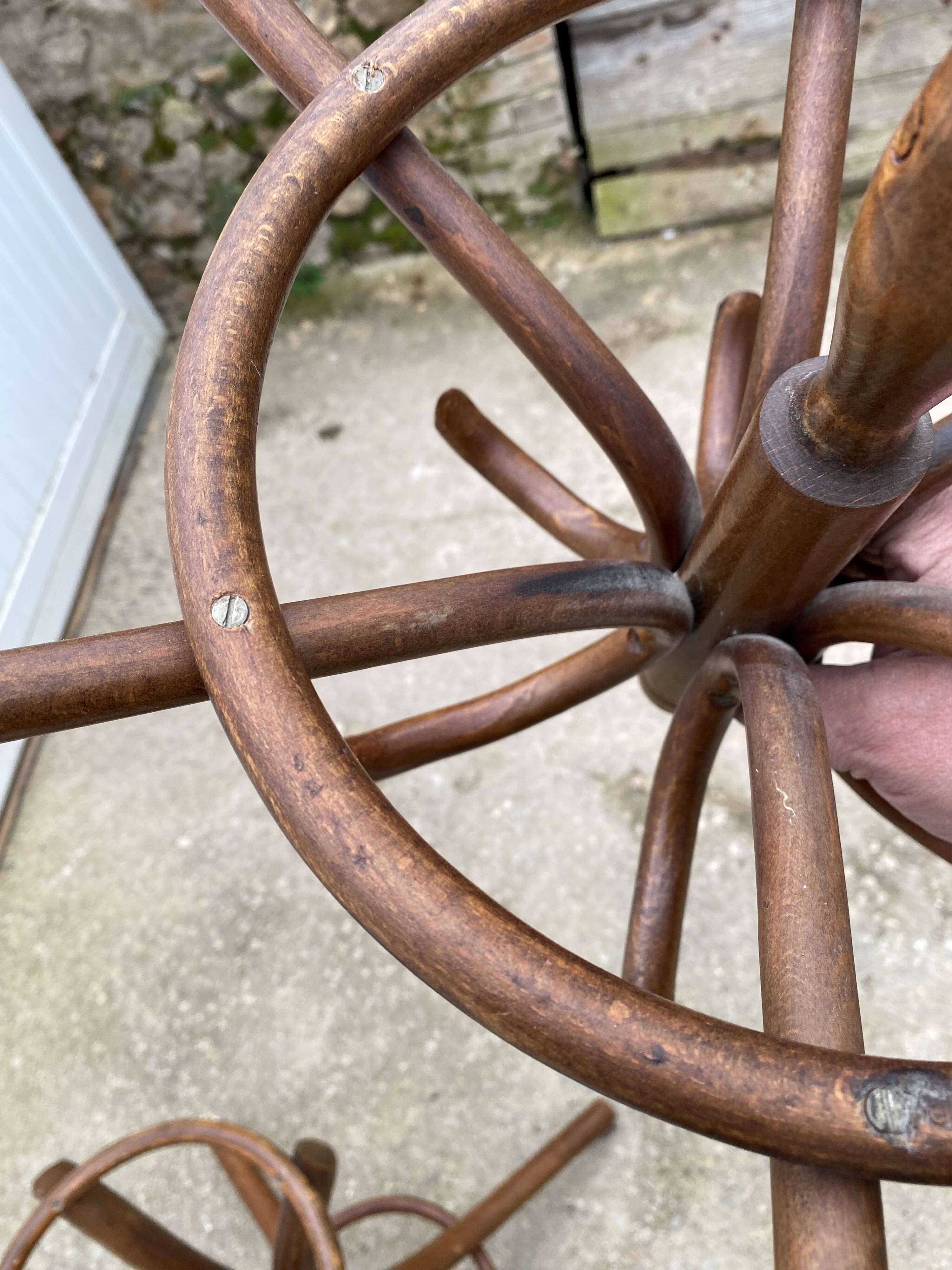 1960s bistro swivel parrot coat rack, curved wood