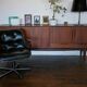 Leather armchair black by Charles Pollock for Knoll International