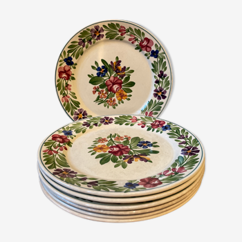 Lot de 7 assiettes en faïence de Sarreguemines, modèle Rusticana