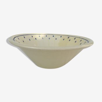 Vintage beige ceramic bowl with blue dots