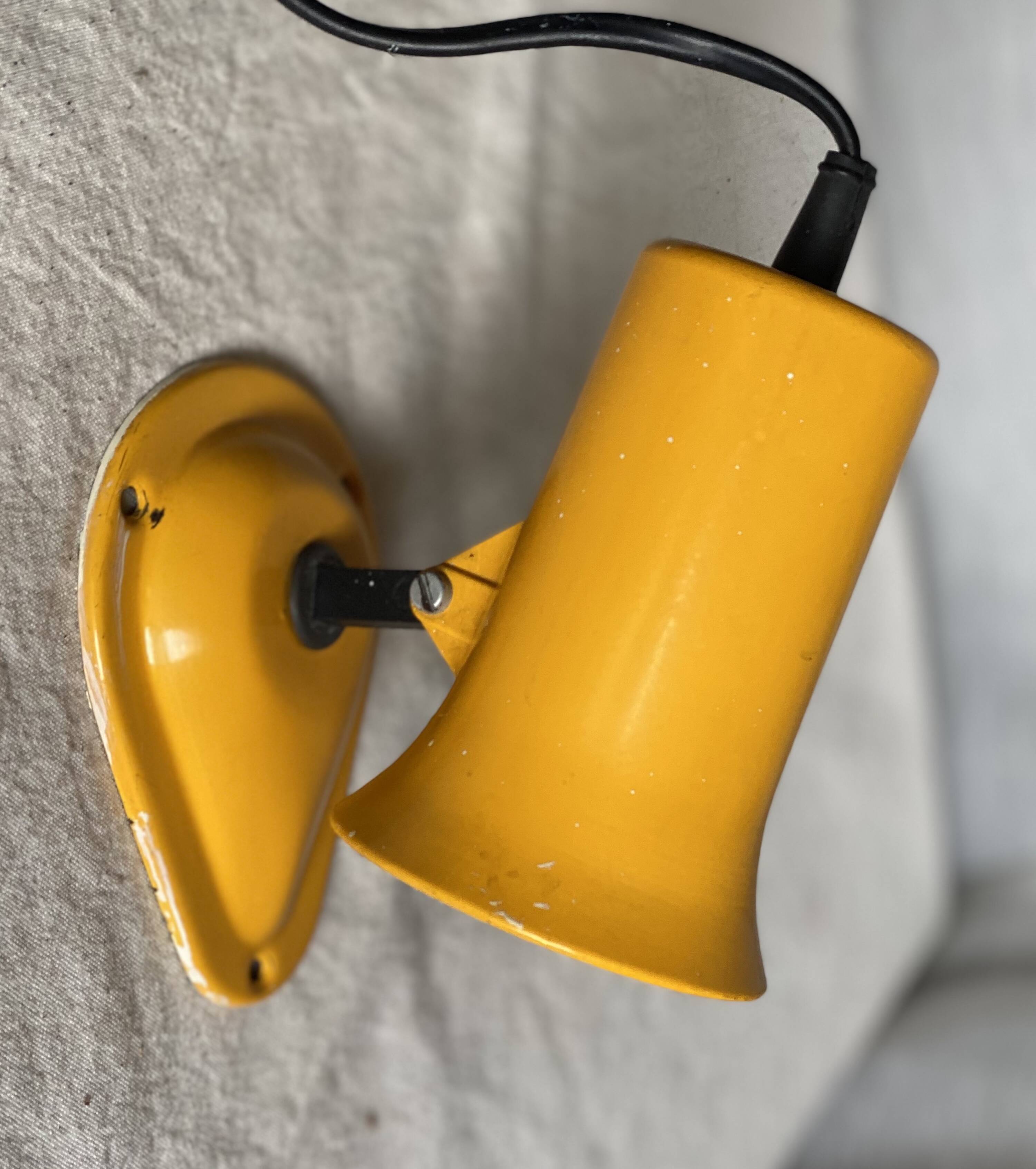 LITA wall lamp, adjustable, vintage 1960s, yellow lacquered metal spotlight