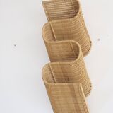 rattan wave wall-mounted magazine holder