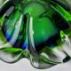 Sommerso green and blue pocket emptier by Flavio Poli for Seguso, Murano glass, Italy, 1970