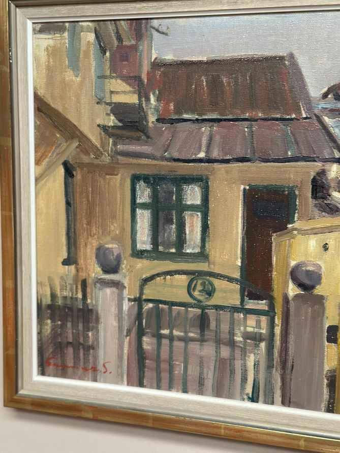 Huile sur toile originale suédoise – « Rue urbaine » par Gunnar Svensson