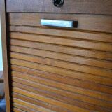 1950s curtain cabinet oak storage unit