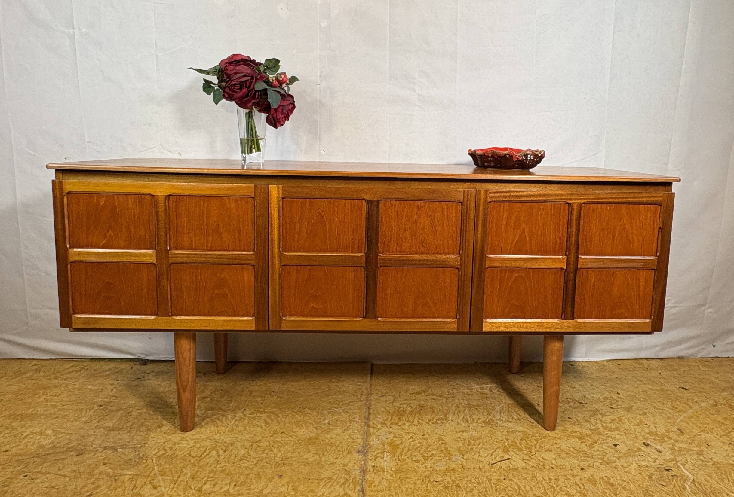 Mid Century Retro Teak Sideboard by Nathan 1960  Squares Danish Design