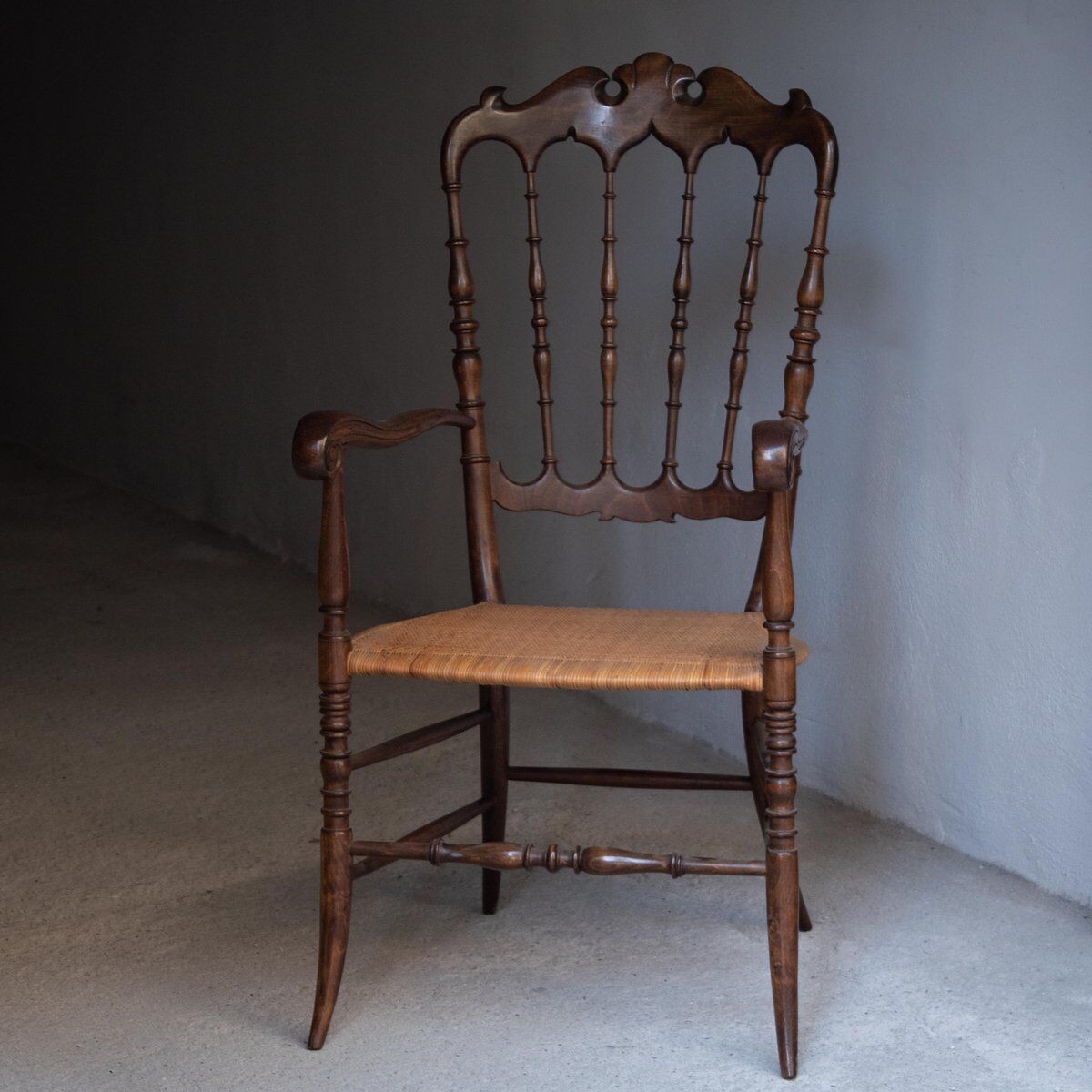 Vintage Chiavarina chair with armrests, 1950s