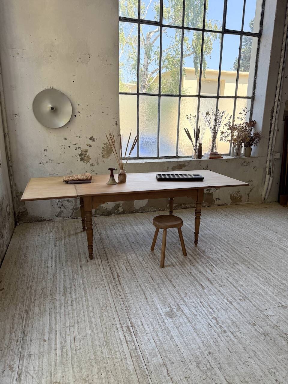 Table de ferme noyer à rallonges 150-250cm