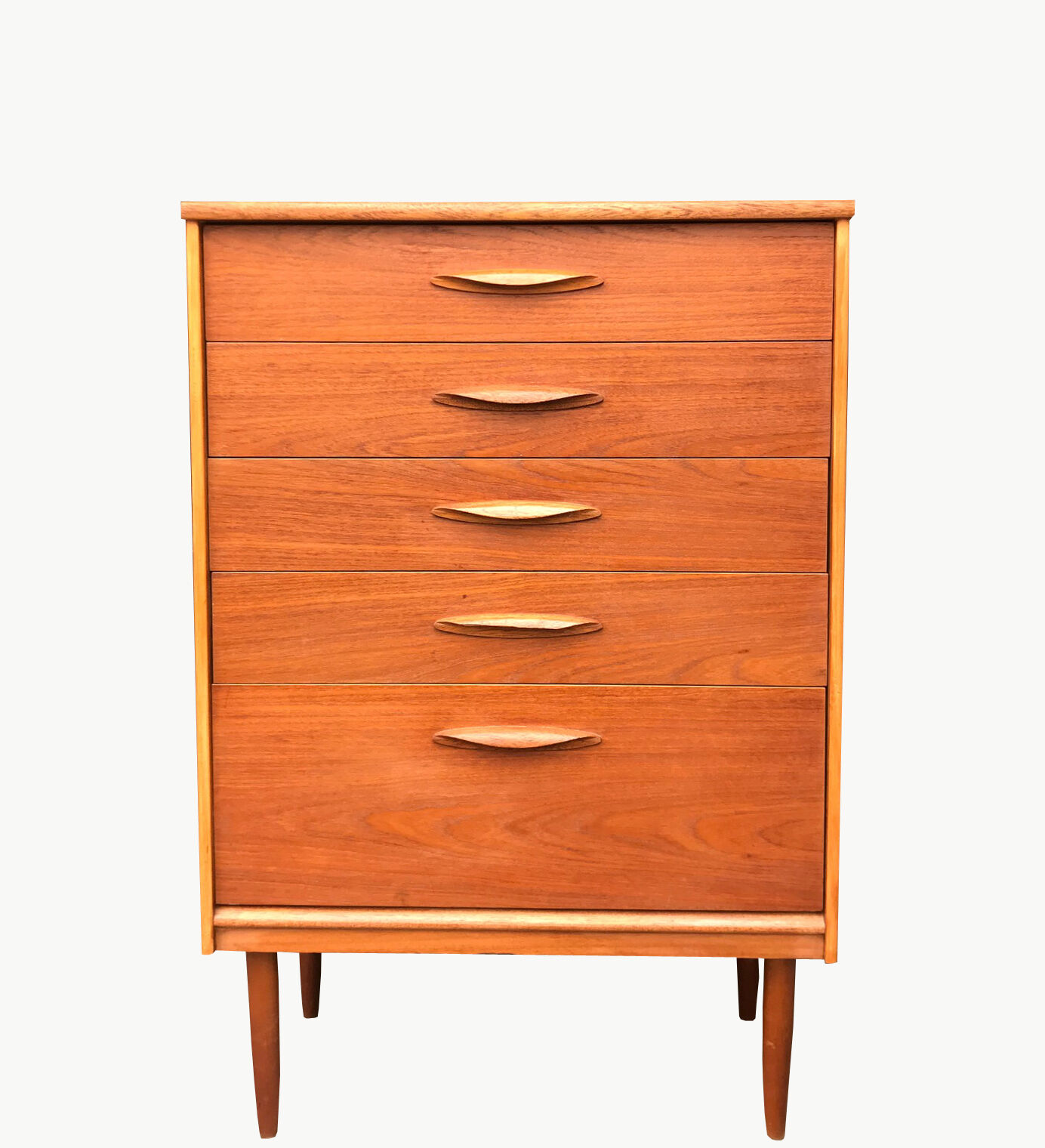 Tall teak chest of drawers from the 1960s