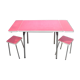 Table formica red and its 2 stools 1970