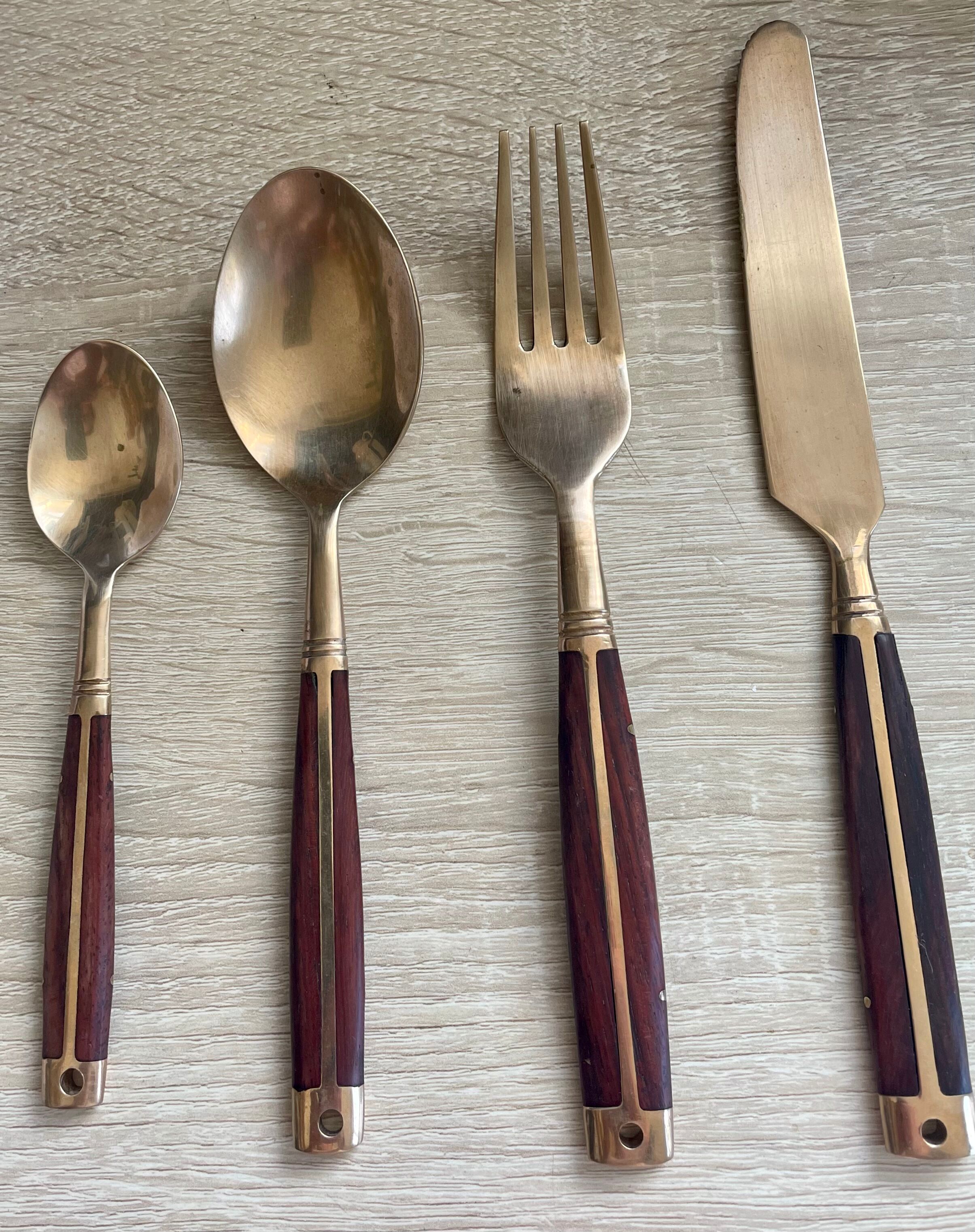 Cutlery in brass and rosewood 24pcs