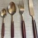 Cutlery in brass and rosewood 24pcs
