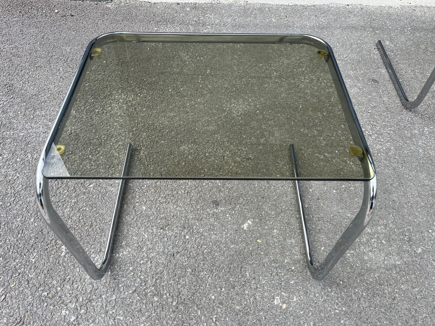 Series of 3 metal and glass nesting tables Space age