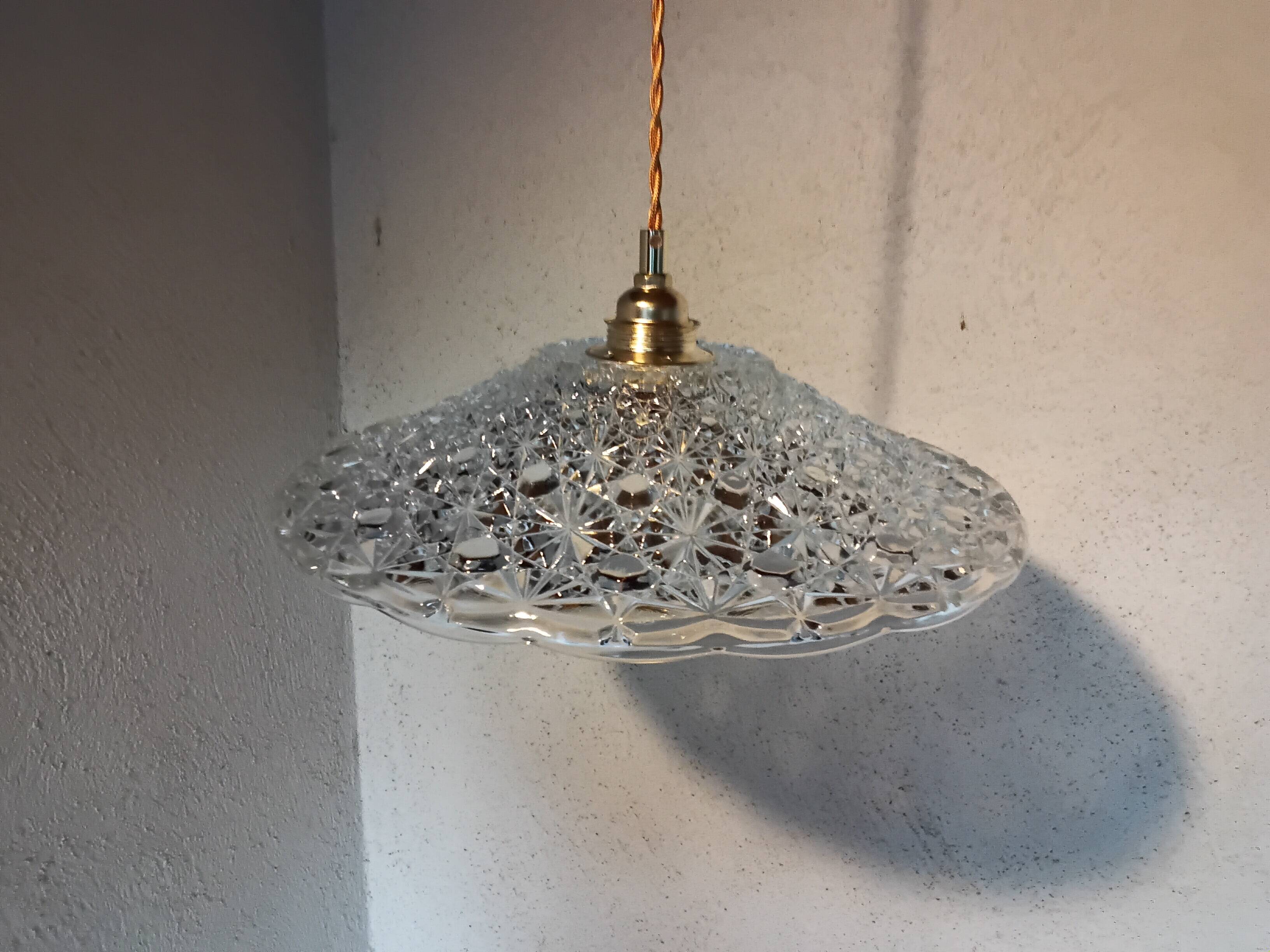 Vintage chiseled glass pendant light