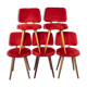 Set of 5 wooden chairs with red Pelfran moumoute
