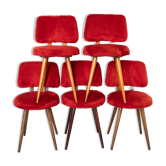 Lot de 5 chaises en bois avec moumoute Pelfran rouge
