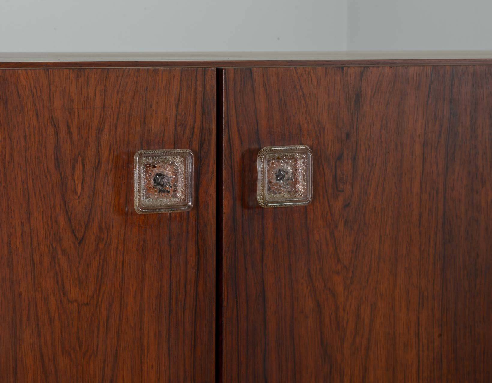 Fristho Franeker Vintage Design Rosewood Cabinet with Glass Handgrips 60s