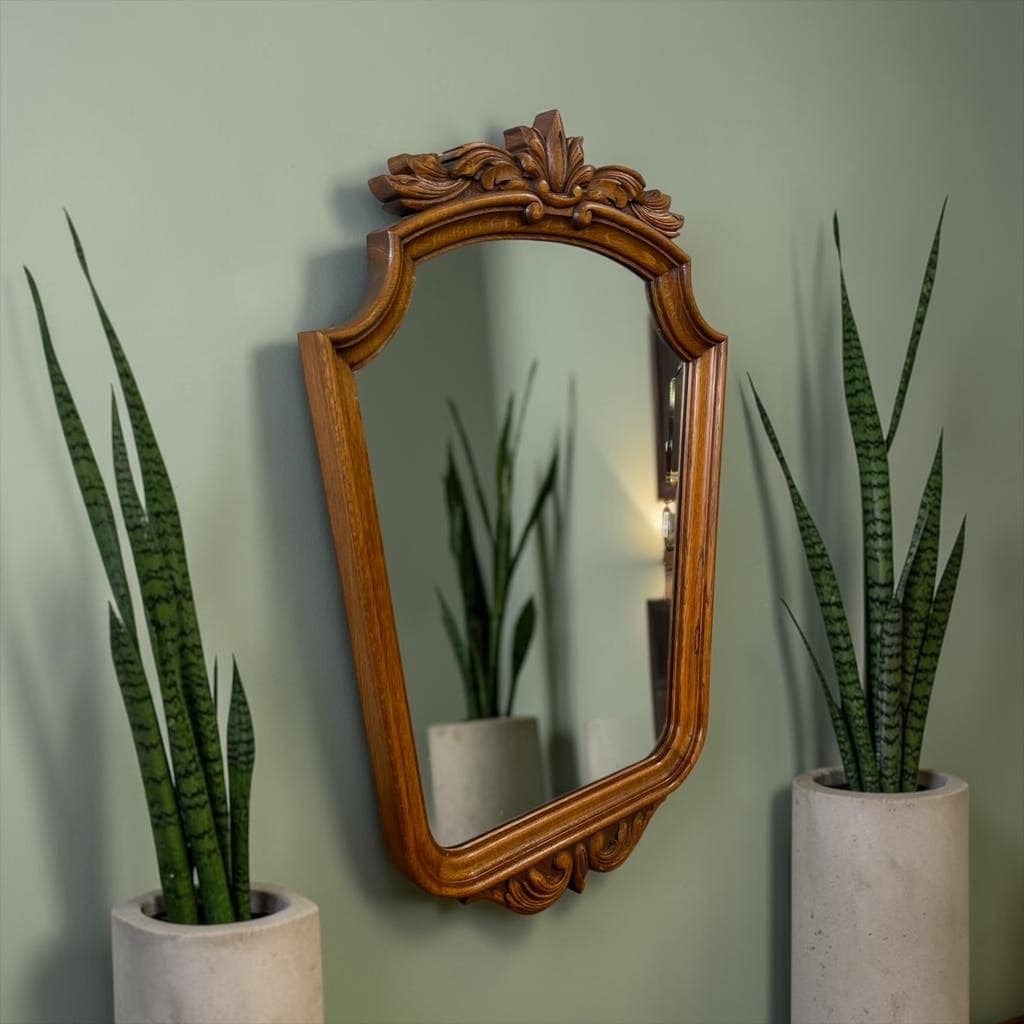 Miroir baroque vintage en bois / Miroir mural rétro en bois