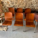 Ensemble de 6 fauteuils - Bois & métal -