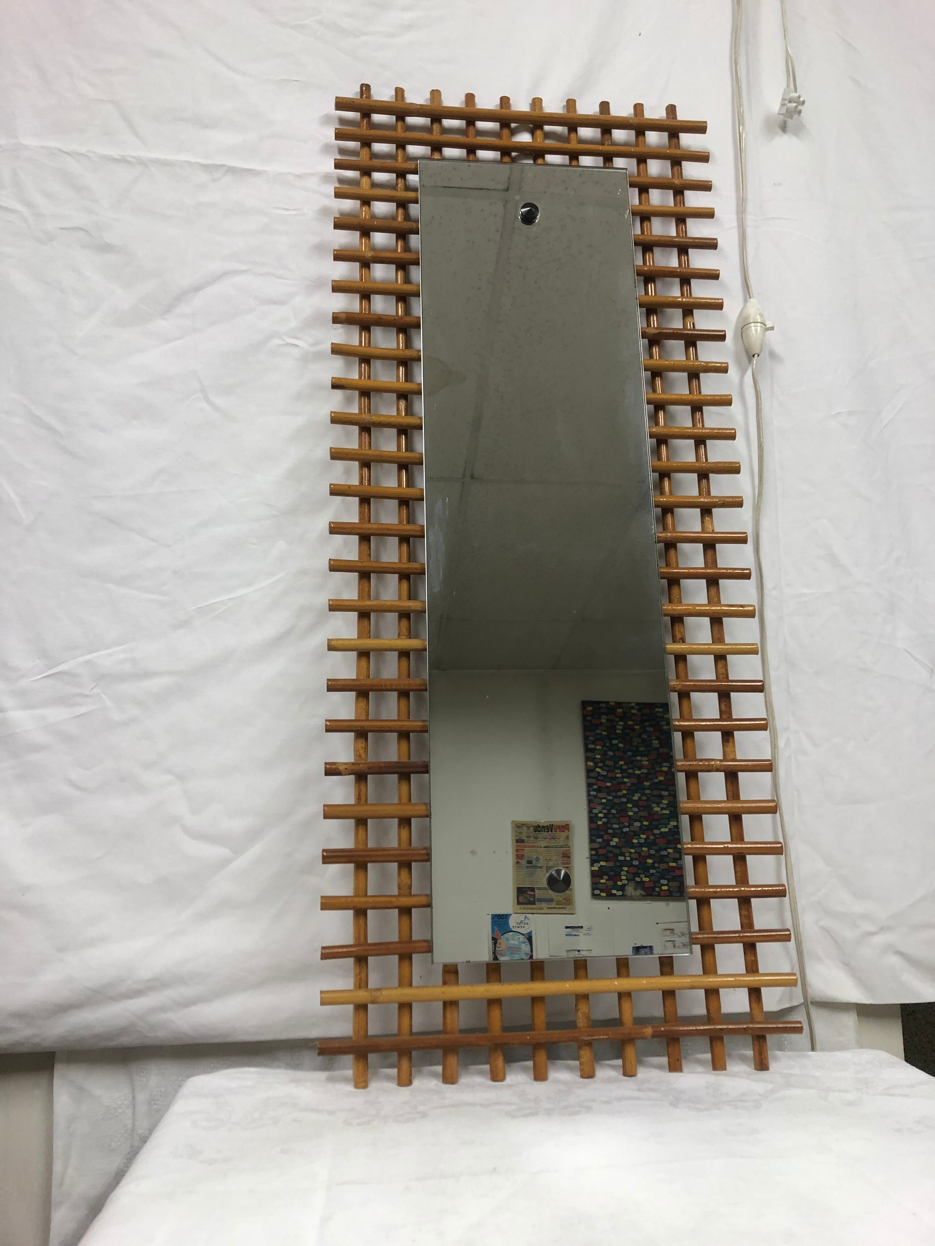 Vintage rattan mirror 1960