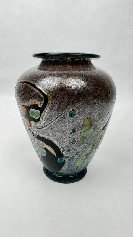 Art glass vase signed René Pierini – French studio glass, 1985