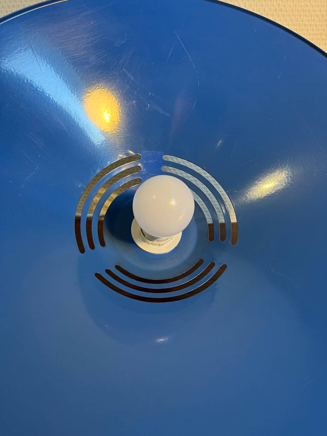 80s blue metal pendant light