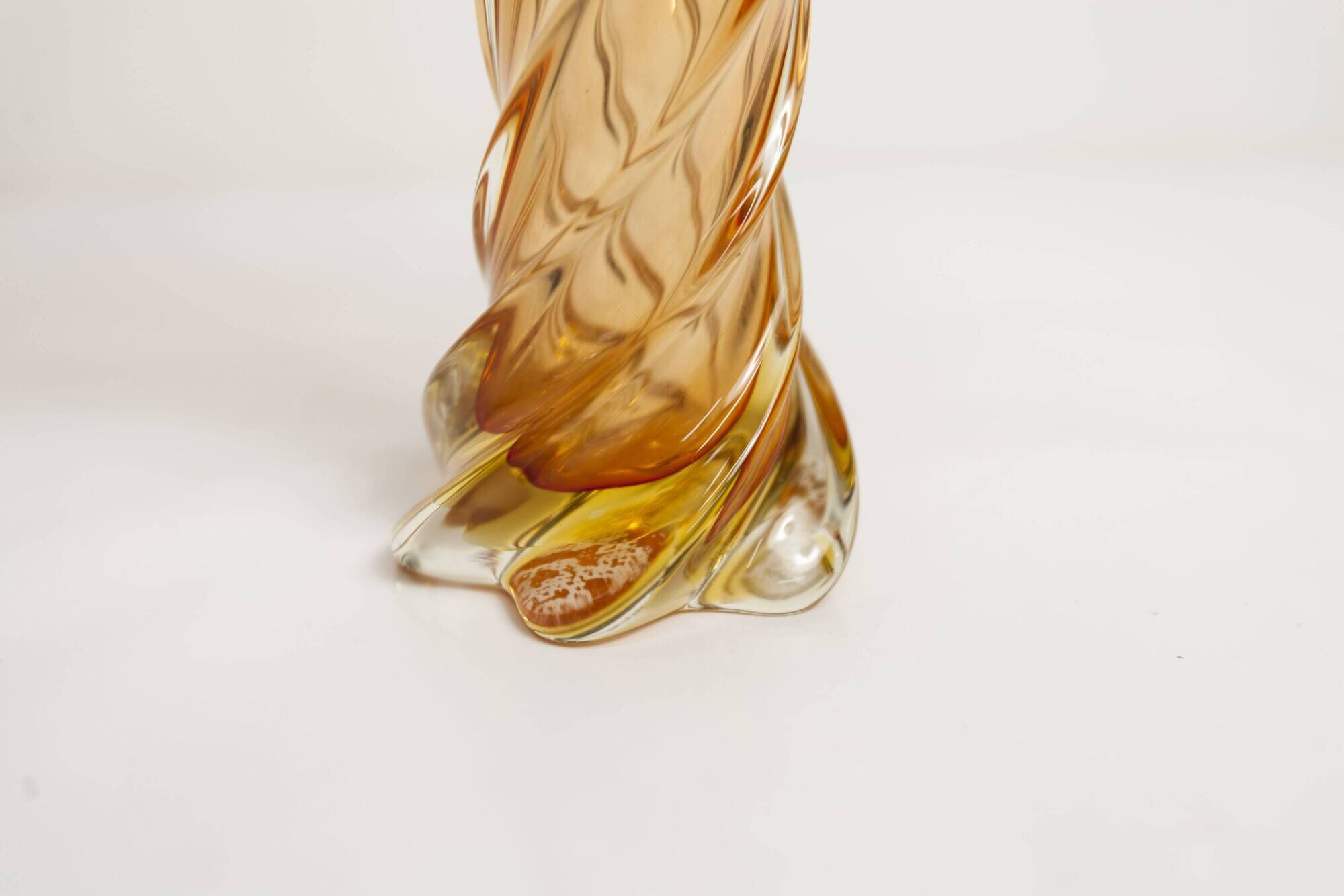 Murano glass vase by Fratelli Toso signed Murano orange and red