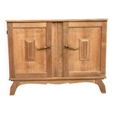 Art Deco sideboard in solid raw oak and veneer, 2 doors, 2 drawers, renovated