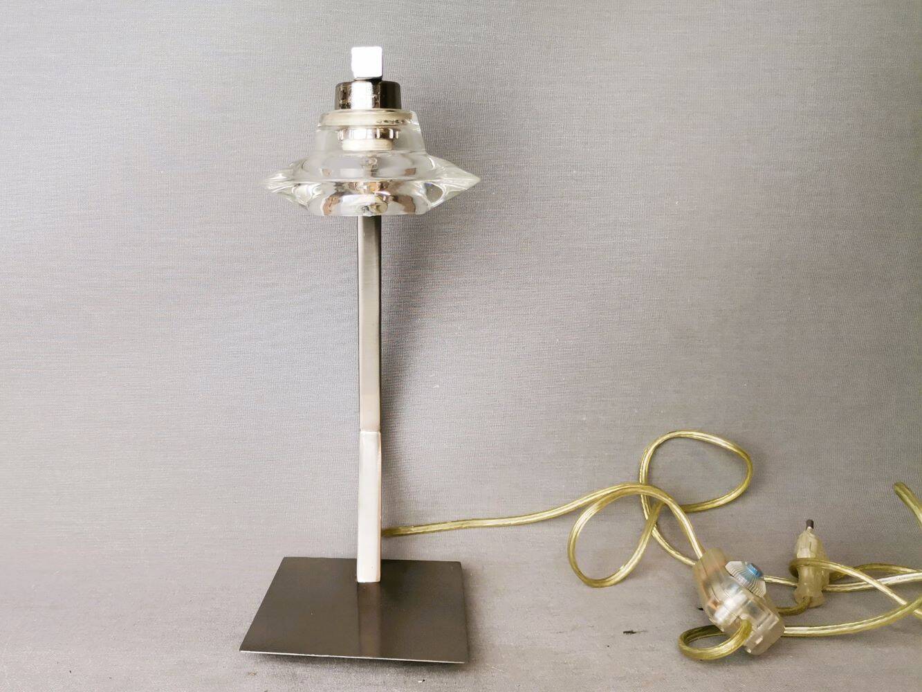 Chromed metal halogen dimmer desk lamp