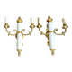 2 gilt bronze empire restoration porcelain wall lights sconces