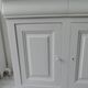 Louis Philippe style sideboard with pearl gray patina, 2 doors, drawers, wooden top.