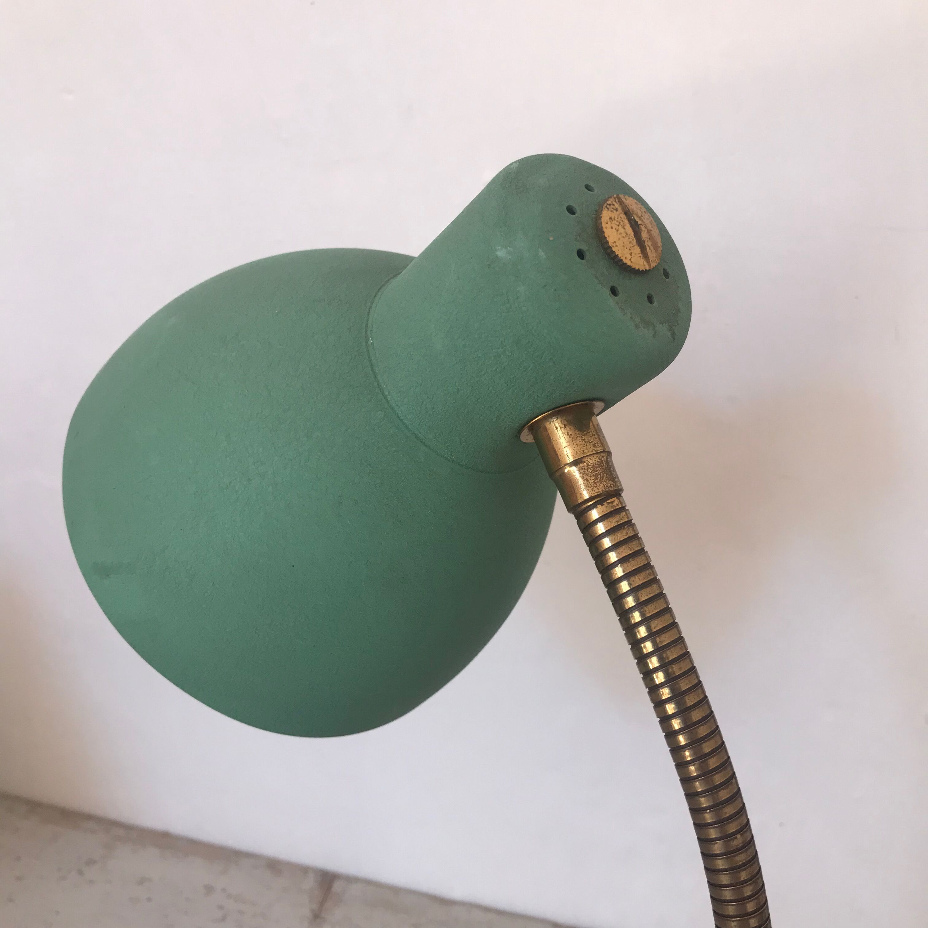 Green metal desk lamp