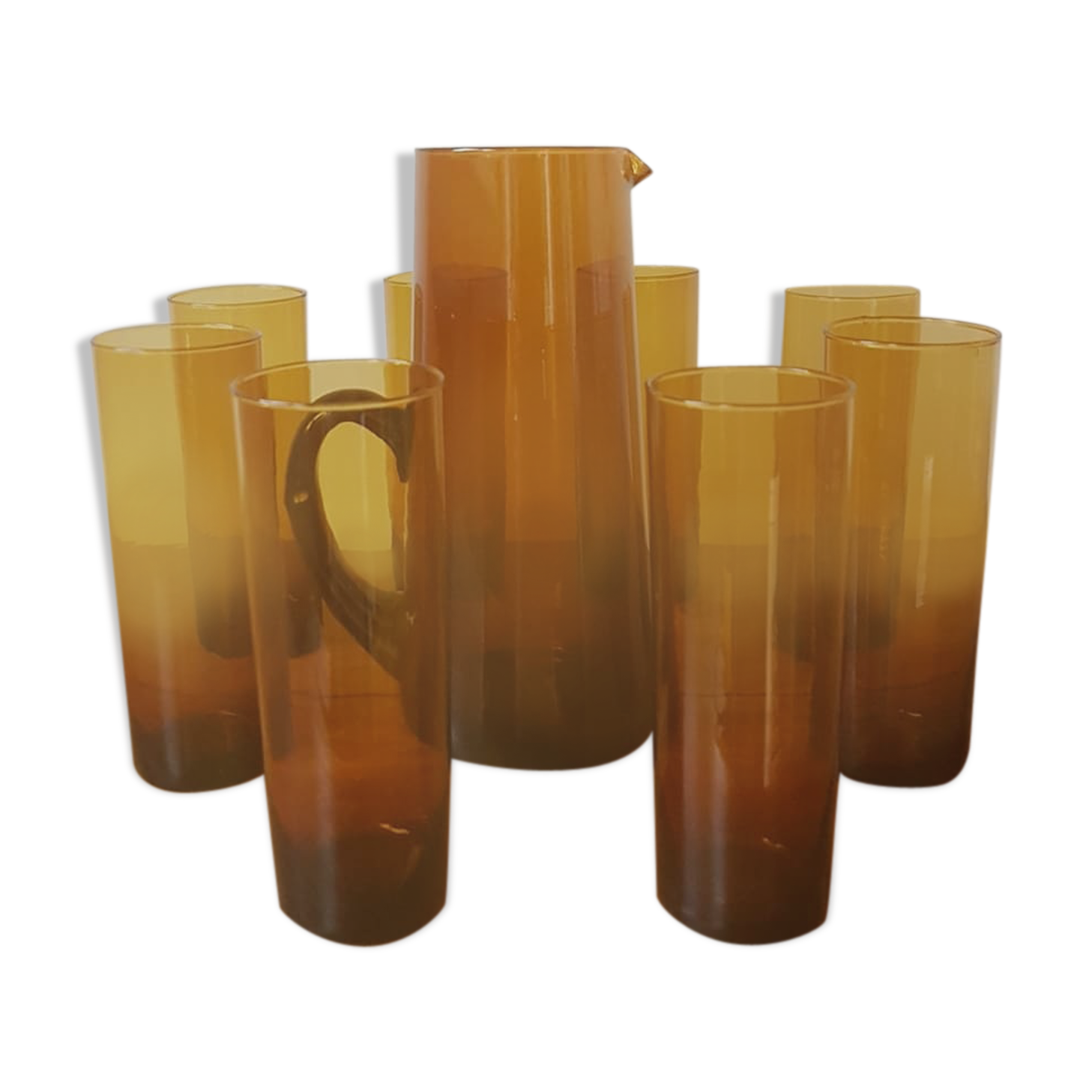 Carafe blown glass and its 8 glasses