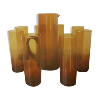 Carafe verre soufflé et ses 8 verres