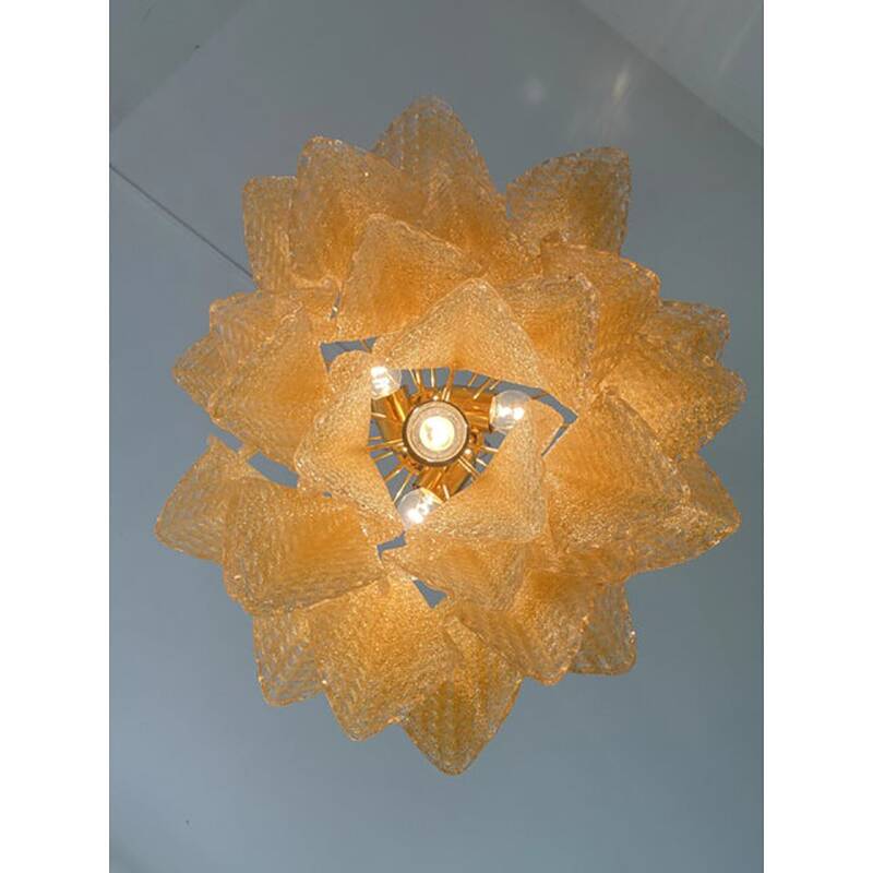 Contemporary Gold Graniglia “Rondine” Murano Chandelier