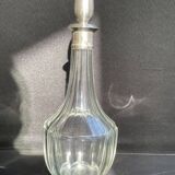 Carafe à liqueur cristal taillé et argent poinçonné Tête de Minerve