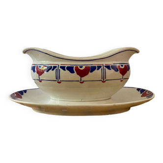 Vintage gravy boat in iron clay model Ribecourt de Sarreguemines