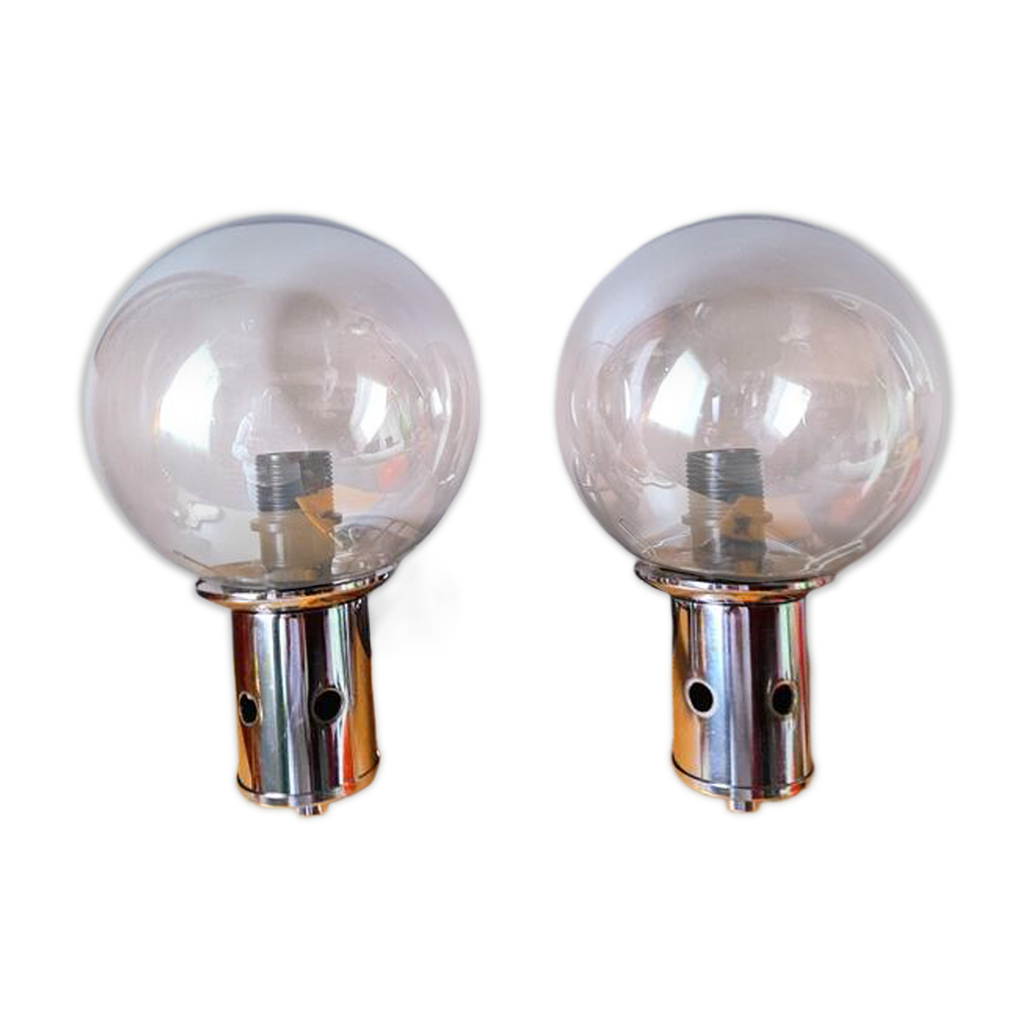 Pair of chrome wall lights 1970