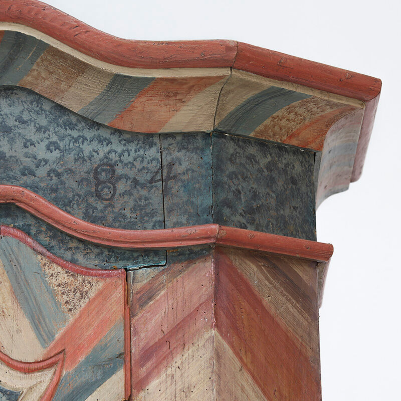Armoire de mariage peinte en art populaire rustique exceptionnel de 1784