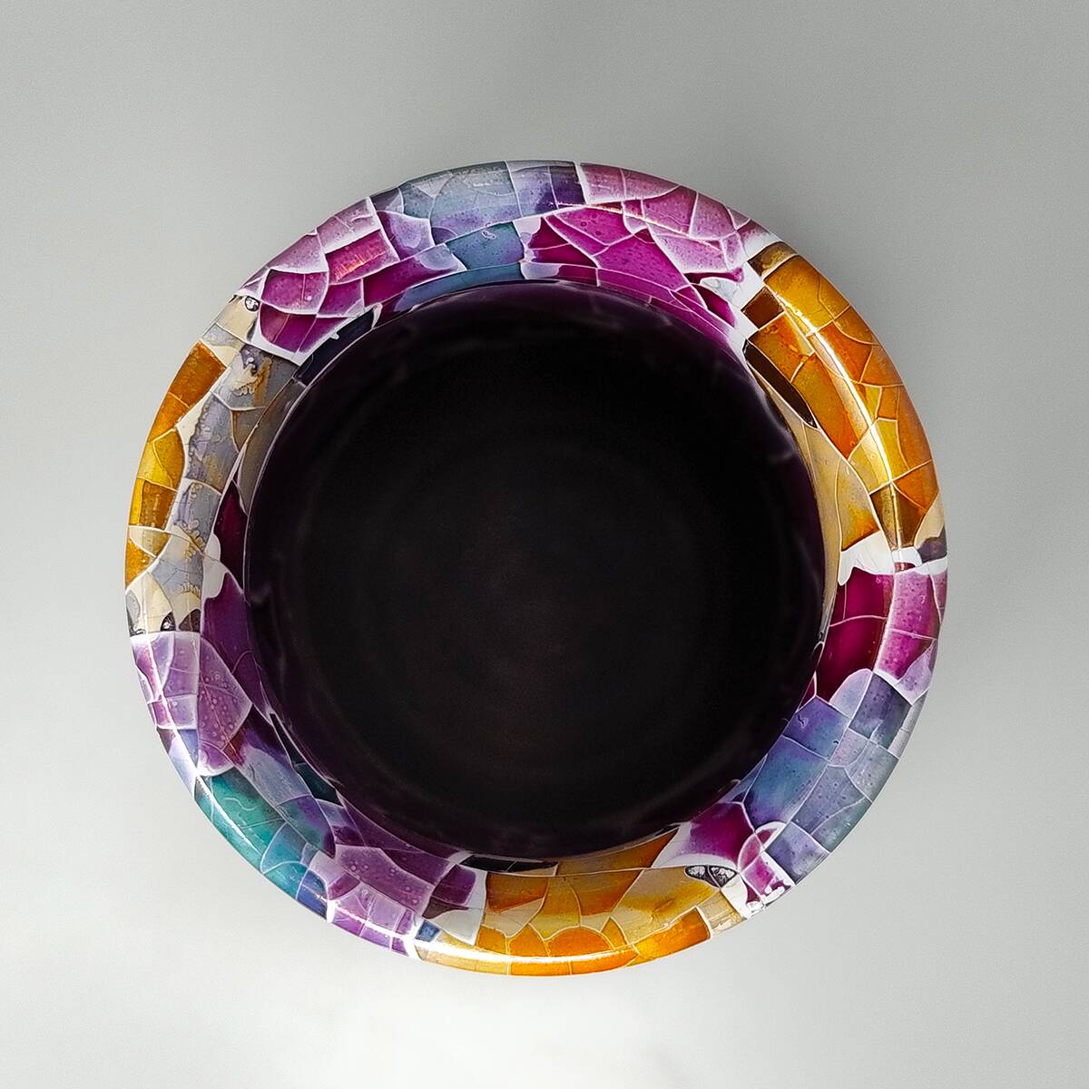 1990s Astonishing Giuseppe Locci Polycrome Craquelé Vase in Sardinian Ceramic. Made in Italy